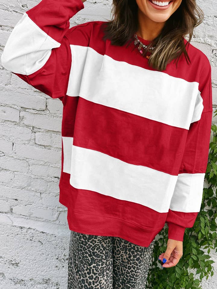 Colorblock Drop Shoulder Baggy Sweatshirt for wholesale by PRETTY BASH