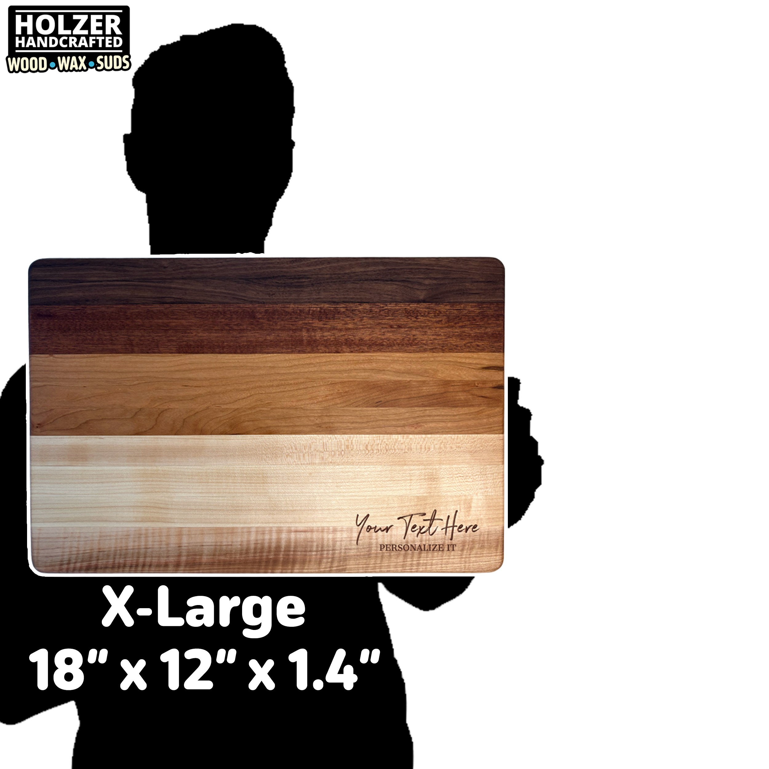 Holzer Handcrafted ® - Wholesale Cutting Board - Handmade Cutting Board 18" x 12" x 1.4" | Maple, Cherry, Sapele, Walnut Hardwood | Holzer Handcrafted2