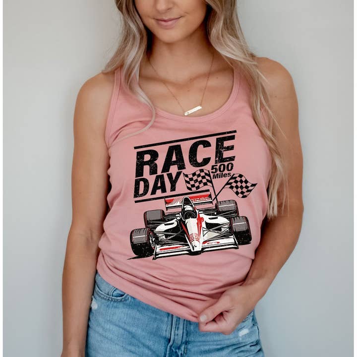 Canotta Racerback con grafica RACE DAY per la vendita all'ingrosso da parte di Shamaim