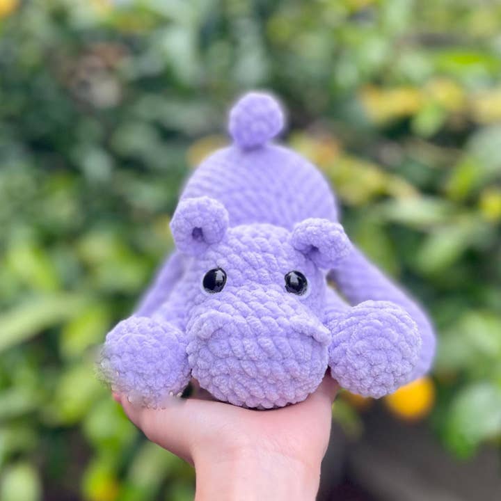 Crochet Hippo With Bow, Handmade Hippo Decor, Funny Gift for wholesale by TOMOPOD LLC