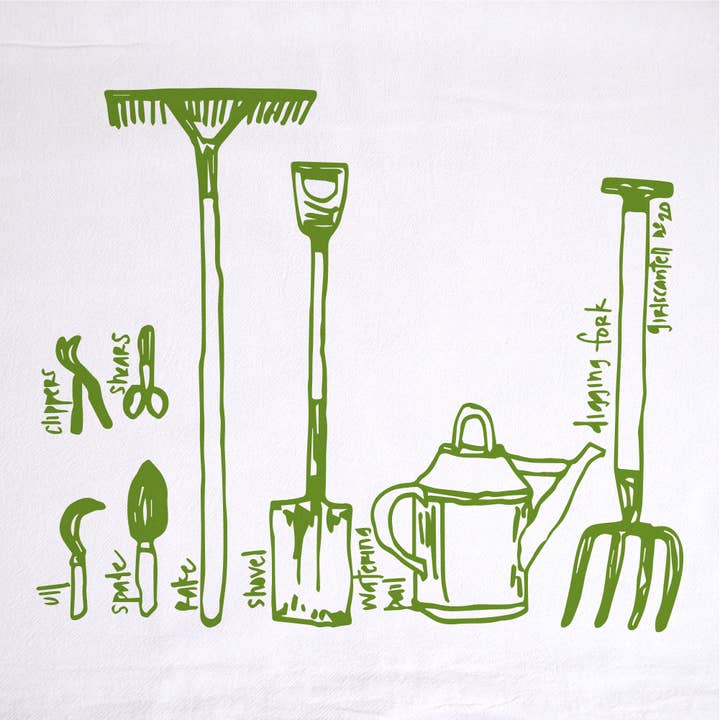 Girls Can Tell - Wholesale Tea Towel - Garden Tools Tea Towel | kitchen | flour sack | dish towels1