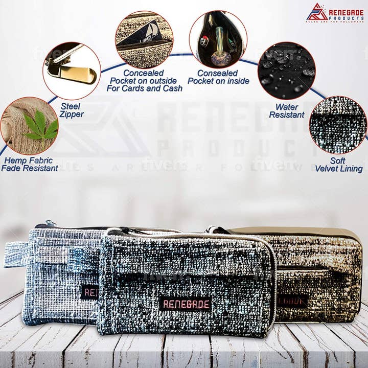 Wha-Ger - Wholesale Pouch - Women's - Protective Light Grey Hemp Padded travel case,Pouch, purse
