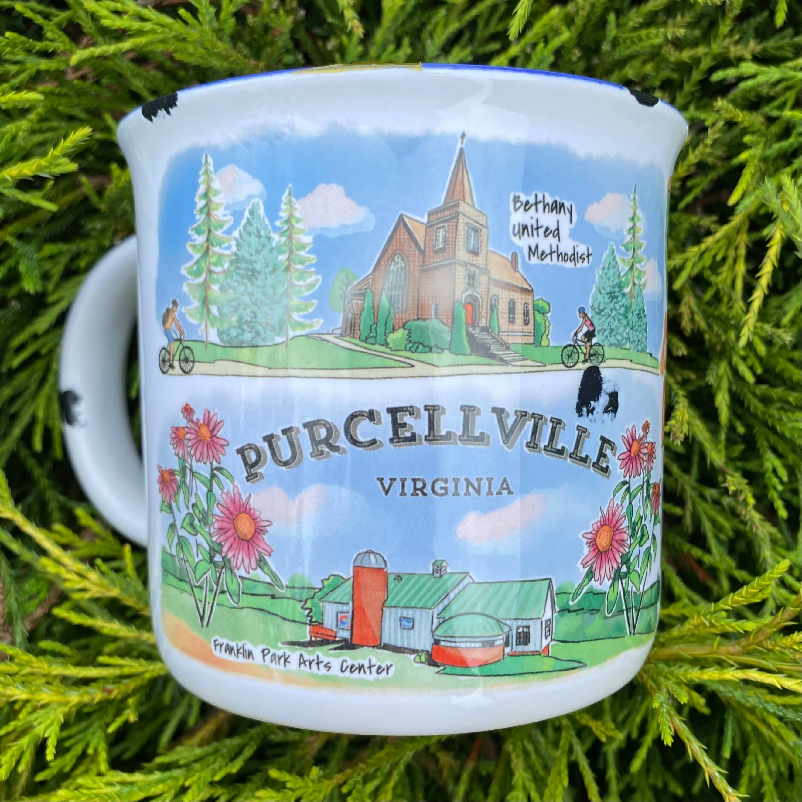 Sweetgum Studio - Wholesale Coffee Mug - Stoneware Distressed Mug with Blue Trim 14 oz.44