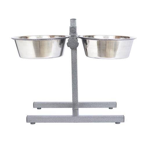Adjustable Stainless Steel Pet Double Diner - H Design for wholesale by Iconic Pet