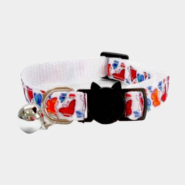 Colletto gattino bianco con stampa farfalla per la vendita all'ingrosso da parte di Zacal Cat Collars