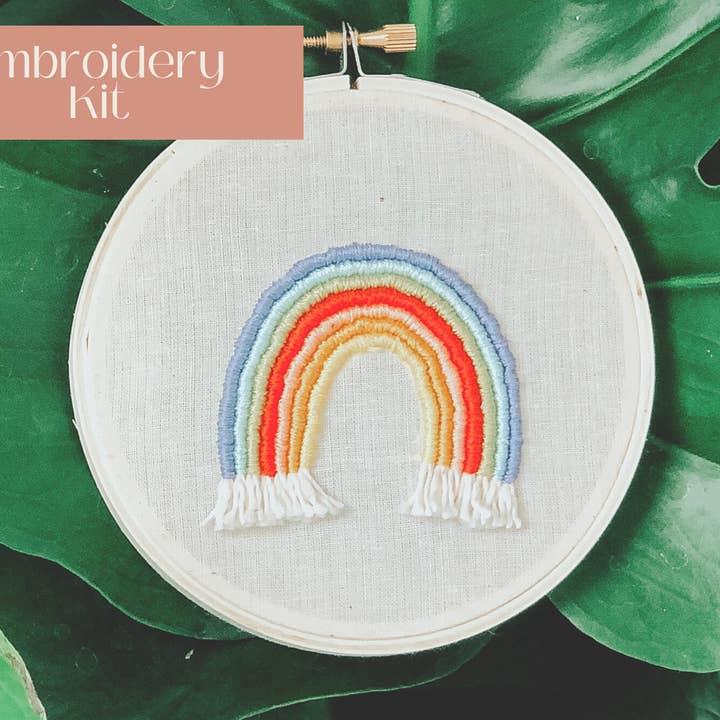 Beginner Embroidery Kit | Happy Days Rainbow for wholesale by Sunday Mornings Shop LLC