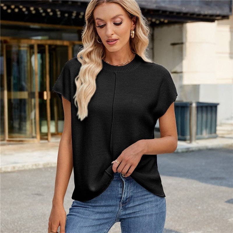 UZ Wholesale Store - Wholesale T-Shirt - Women's - Plain Round Neck Knit T-Shirt8
