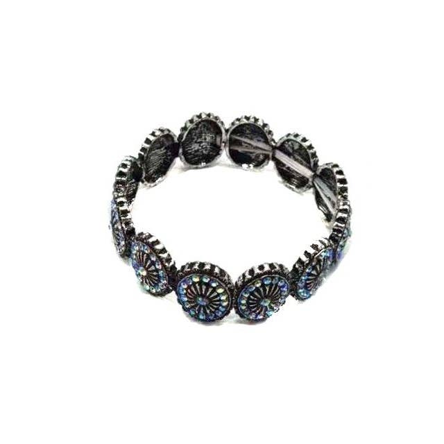 Western Small Crystal Concho Stretch Bracelet for wholesale by Snowing West