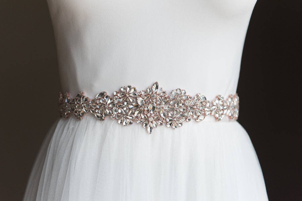 Brides and Belts - Wholesale Belt - Women's - Jayda Rose Gold Crystal Wedding Belt3