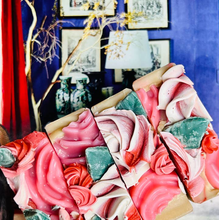 Enchanted Vanilla Rose Garden Artisan Soap Bars (case of 8) for wholesale by MeiJi & co.