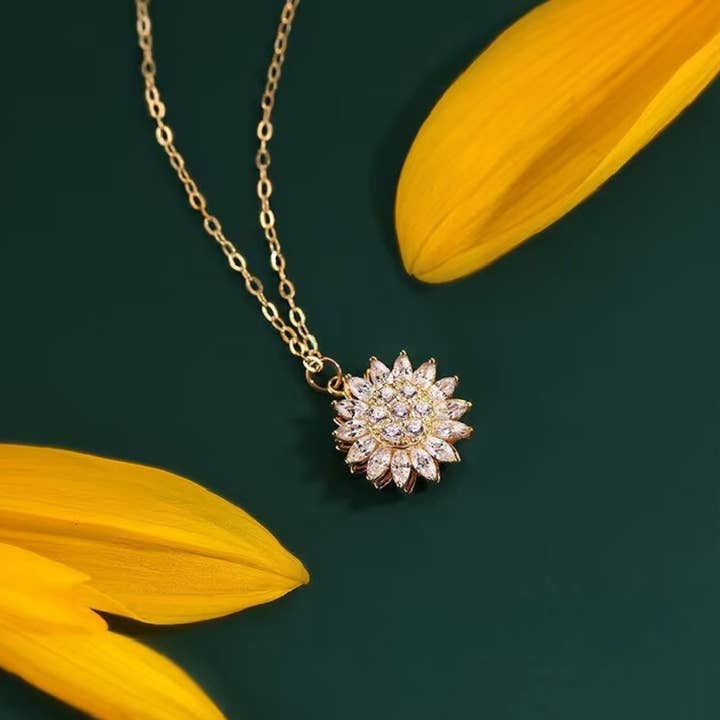 COLLANA CON GIRASOLE ROTANTE per la vendita all'ingrosso da parte di Ashlen