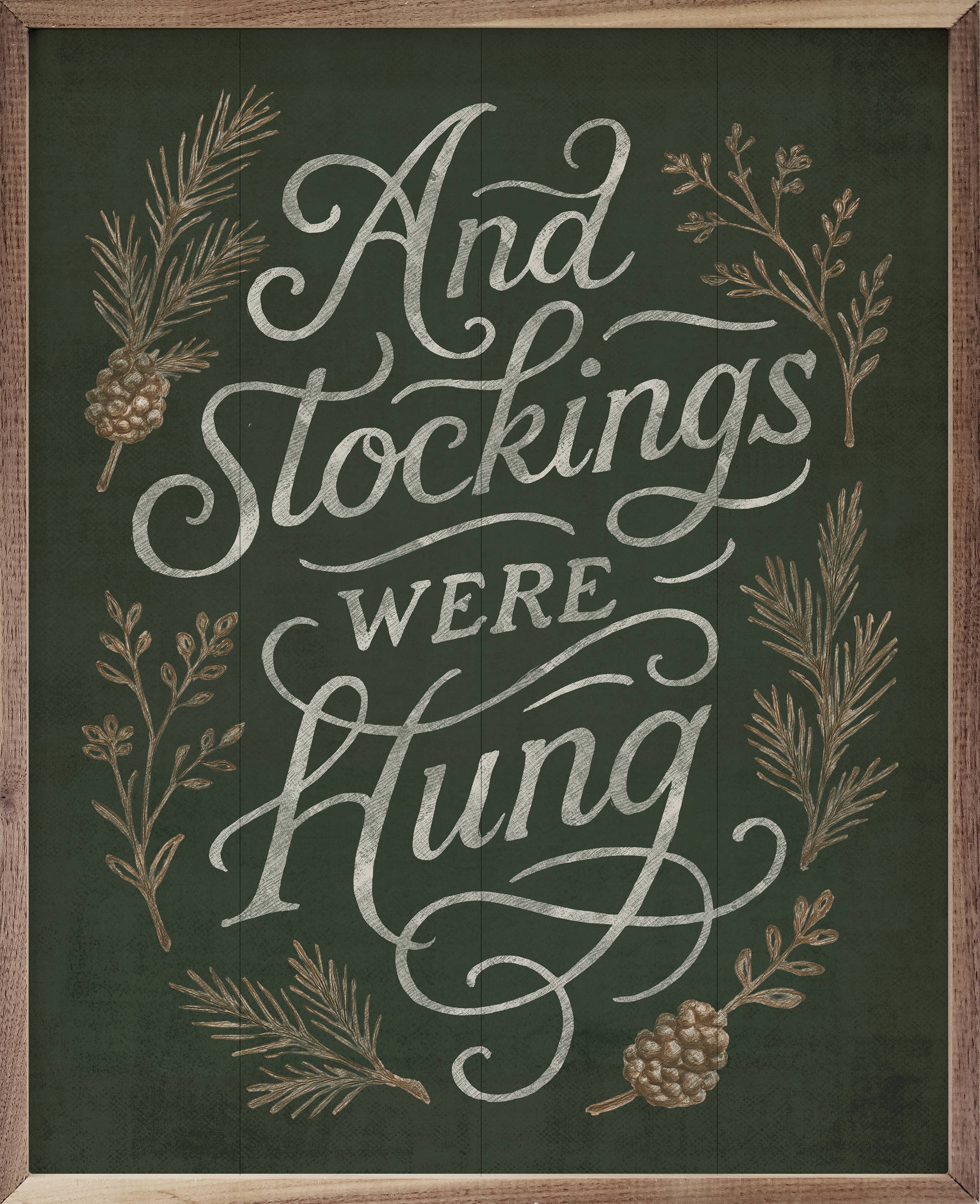 Kendrick Home - Wholesale Wood Wall Art - And Stockings Were Hung Green0