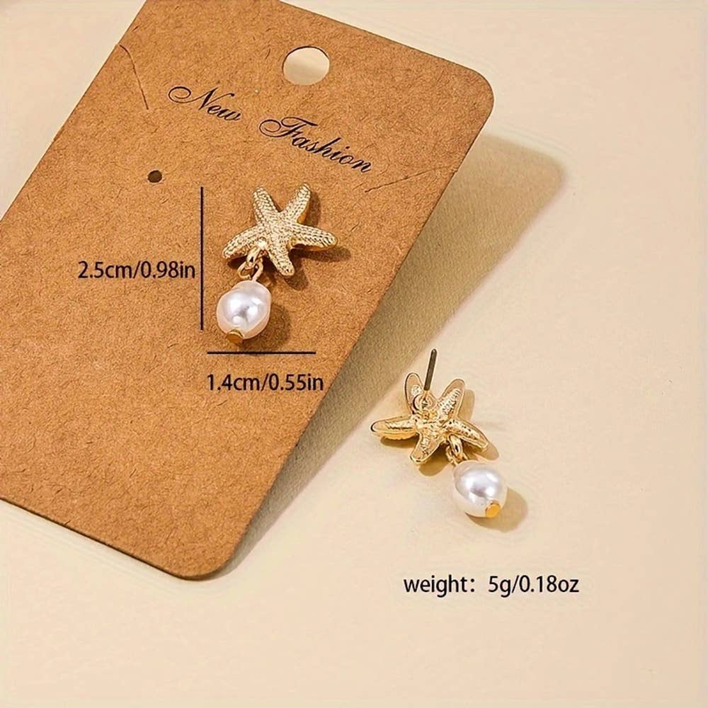 Brown Starfish Pearl Earrings for wholesale on Faire1