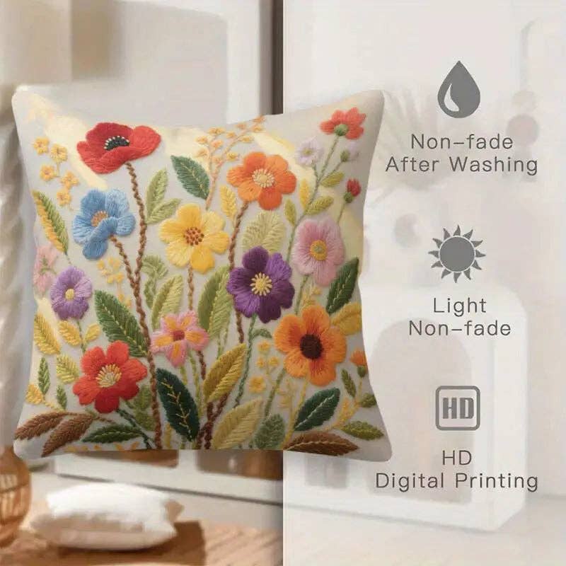 Huis Van Merken - Wholesale Throw Pillow Cover - Embroidered Floral Pillow Covers 45x45cm - Decorative Throw Cushion4