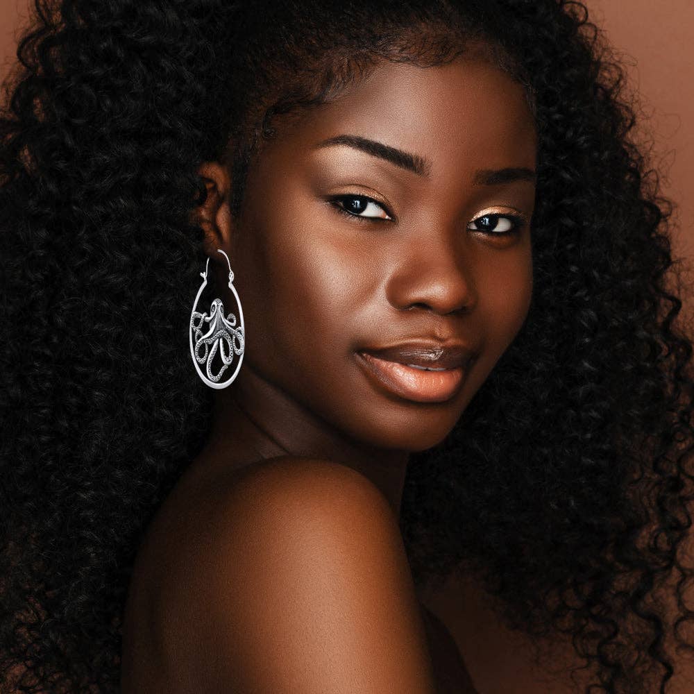 INNERPLANE - Wholesale Hoop Earrings - The Kraken Ocean Octopus Drop Earrings7