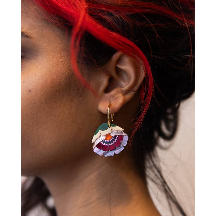Rosa Pietsch - Wholesale Hoop Earrings - Isobel Floral Hoop Earrings in Sunset