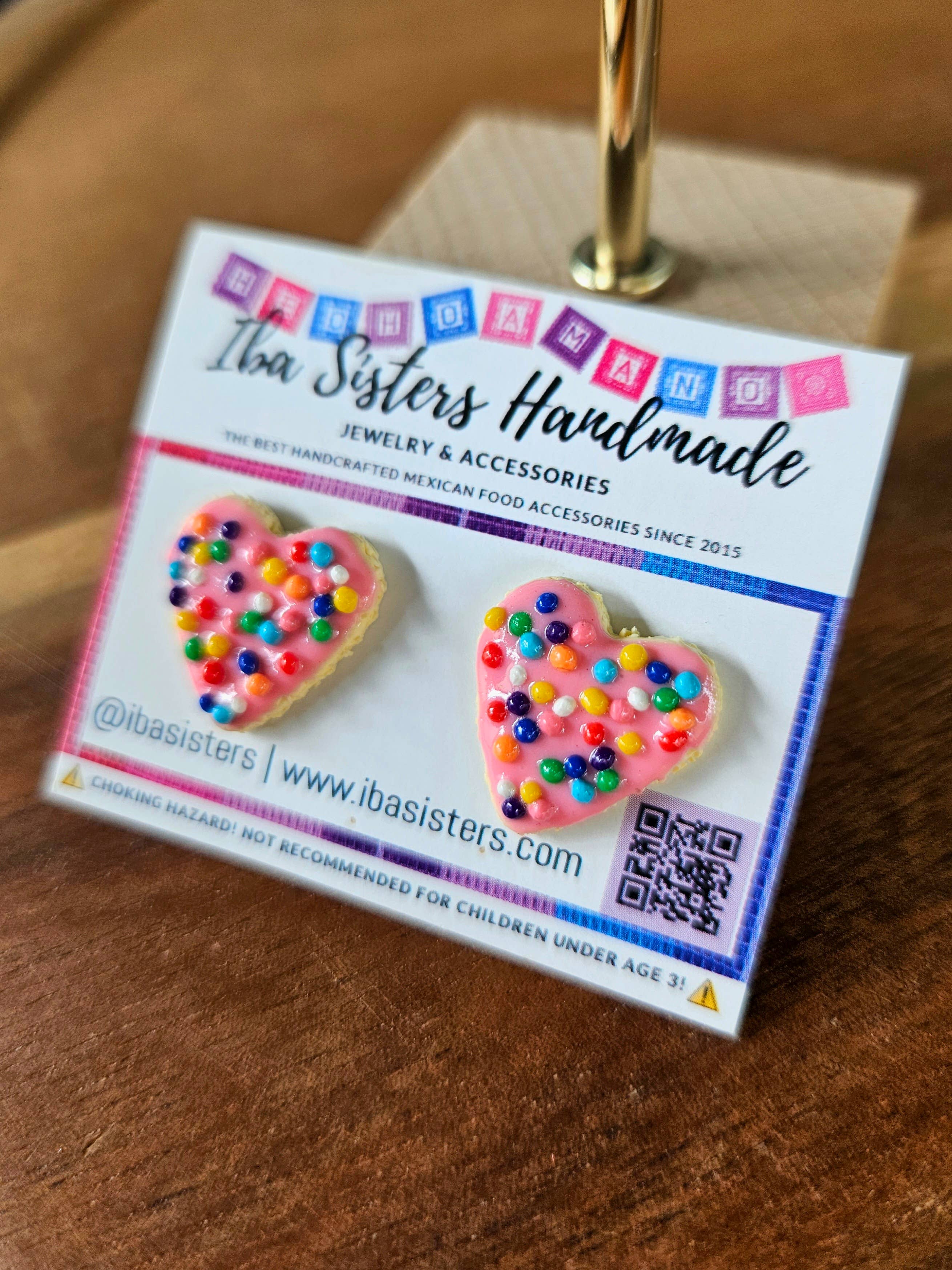 Iba Sisters – Engroshandel Ørestikkere – Pan Dulce- Cortadillo Hjerter (drys kager) Øreringe0