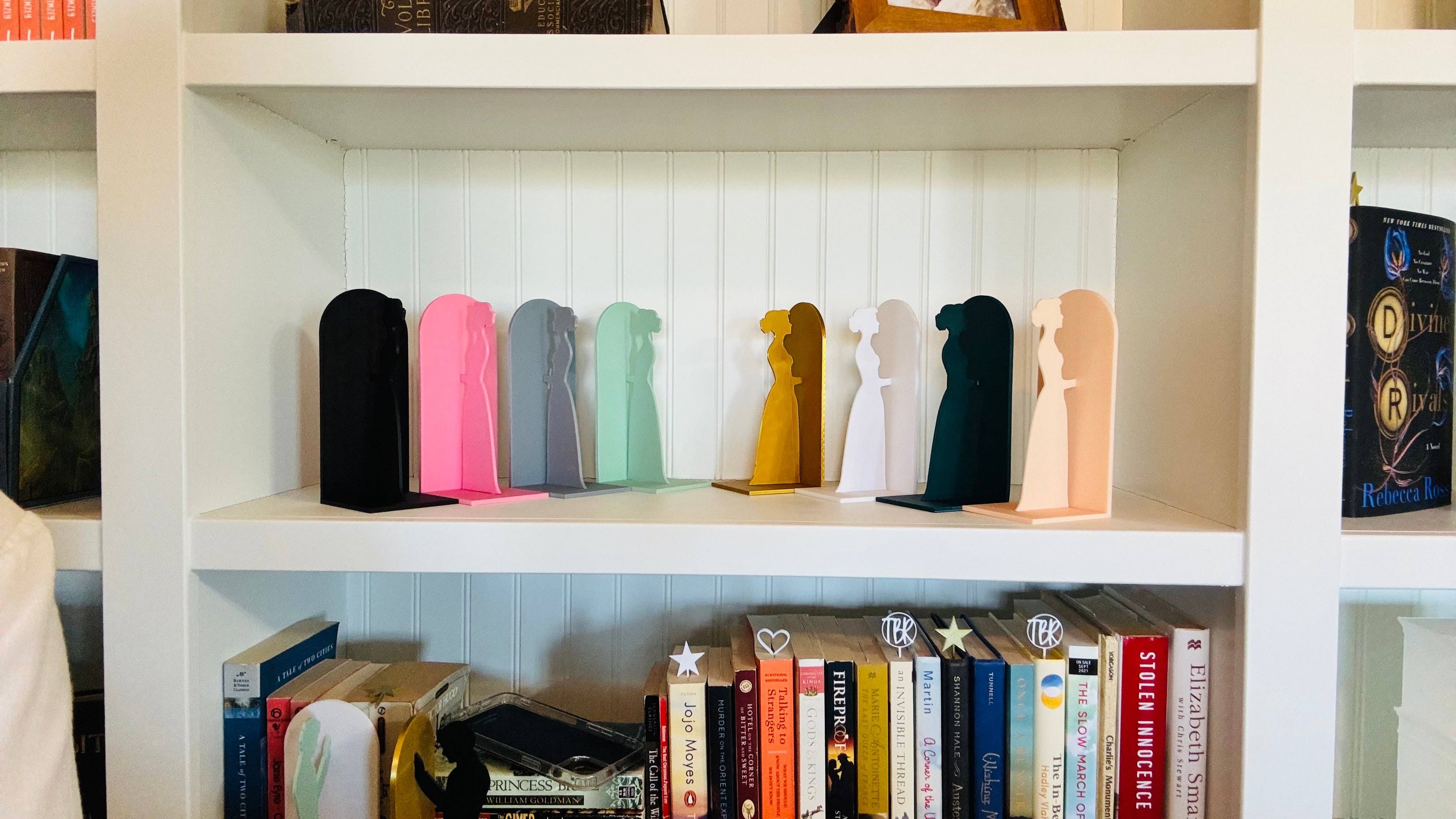 Modern Home Decorations - Wholesale Bookend - Pride and Prejudice Bookends | Literary Decor | Book Lover Gift | Regency Style Bookends | Elizabeth and Darcy Silhouette Bookends |BookNook2