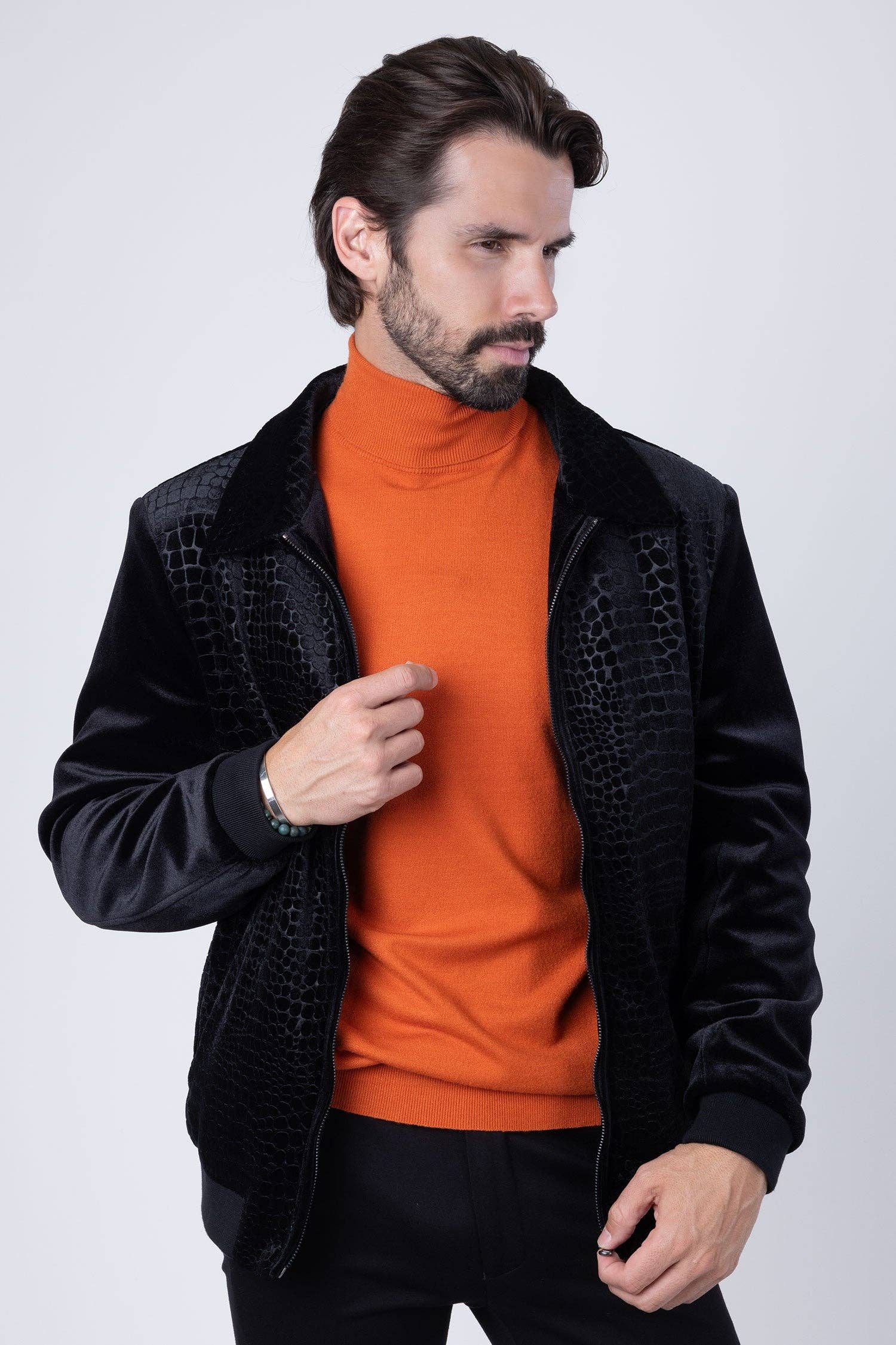 BARABAS - Vendita all'ingrosso Bomber - Uomo - Bomber da uomo in velluto con motivo coccodrillo 4BH8823