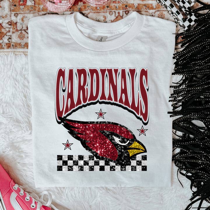Faux Glitter Cardinals Graphic Tee for wholesale by ZZ Threadz