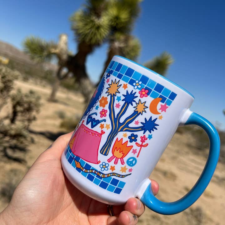 LOLALA - Your California Happiness Market 💛 - Wholesale Coffee Mug - Wild And Free - Joshua Tree Mug (15oz, blue)