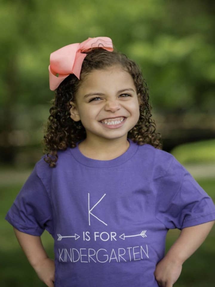 K is for Kindergarten on Purple for wholesale by Little Hoot Designs