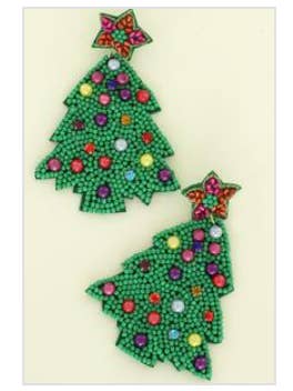 Christmas Tree Seed Bead Earrings for wholesale by Lord Willing Boutique