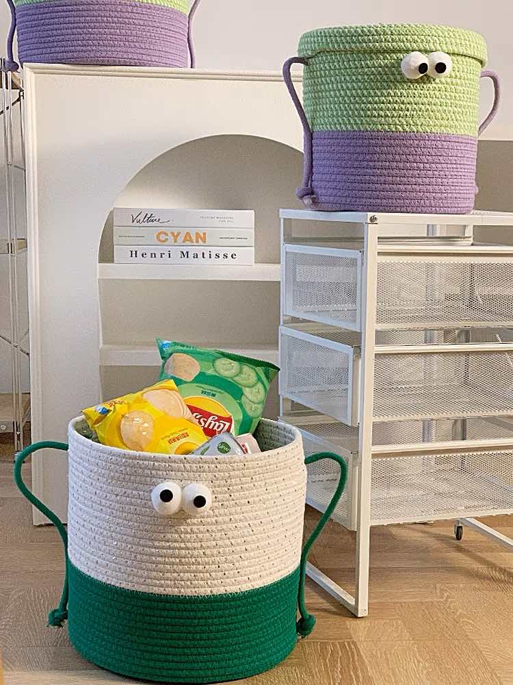 INSPECIAL HOME - Wholesale Laundry Basket - Handwoven Whimsical Big Eyes Laundry Storage Basket Bag 4