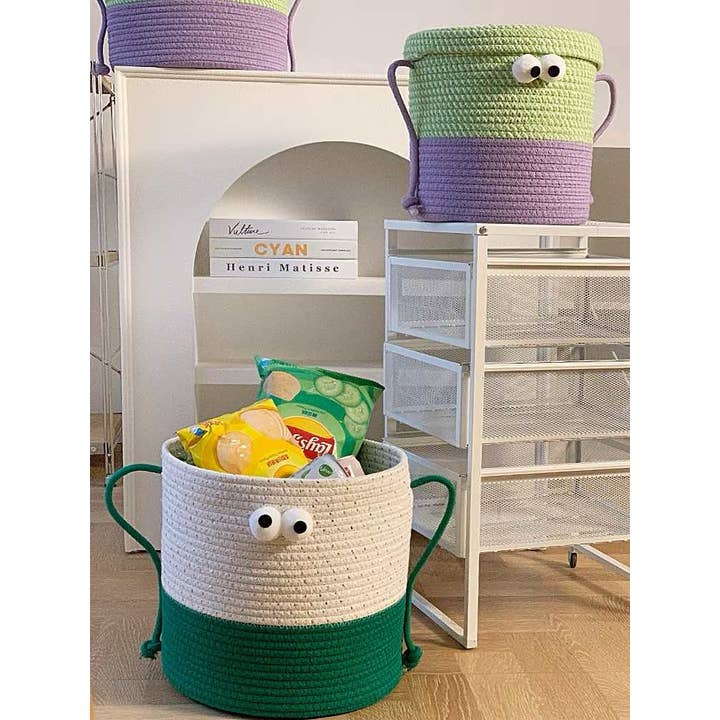 INSPECIAL HOME - Wholesale Laundry Basket - Handwoven Whimsical Big Eyes Laundry Storage Basket Bag 4