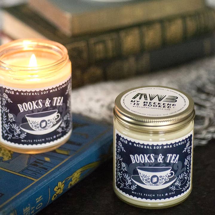 My Weekend is Booked – wholesale Jar/filled candle – Books and Tea Soy Candle - Book Lover's Soy Candle3