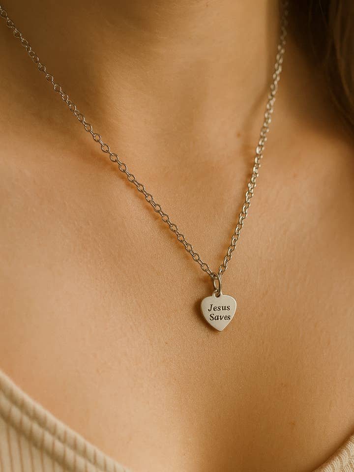 Valentine's Day Gifts, Jewelry Jesus Saves Silver Necklace for wholesale by Saved By Christ Design