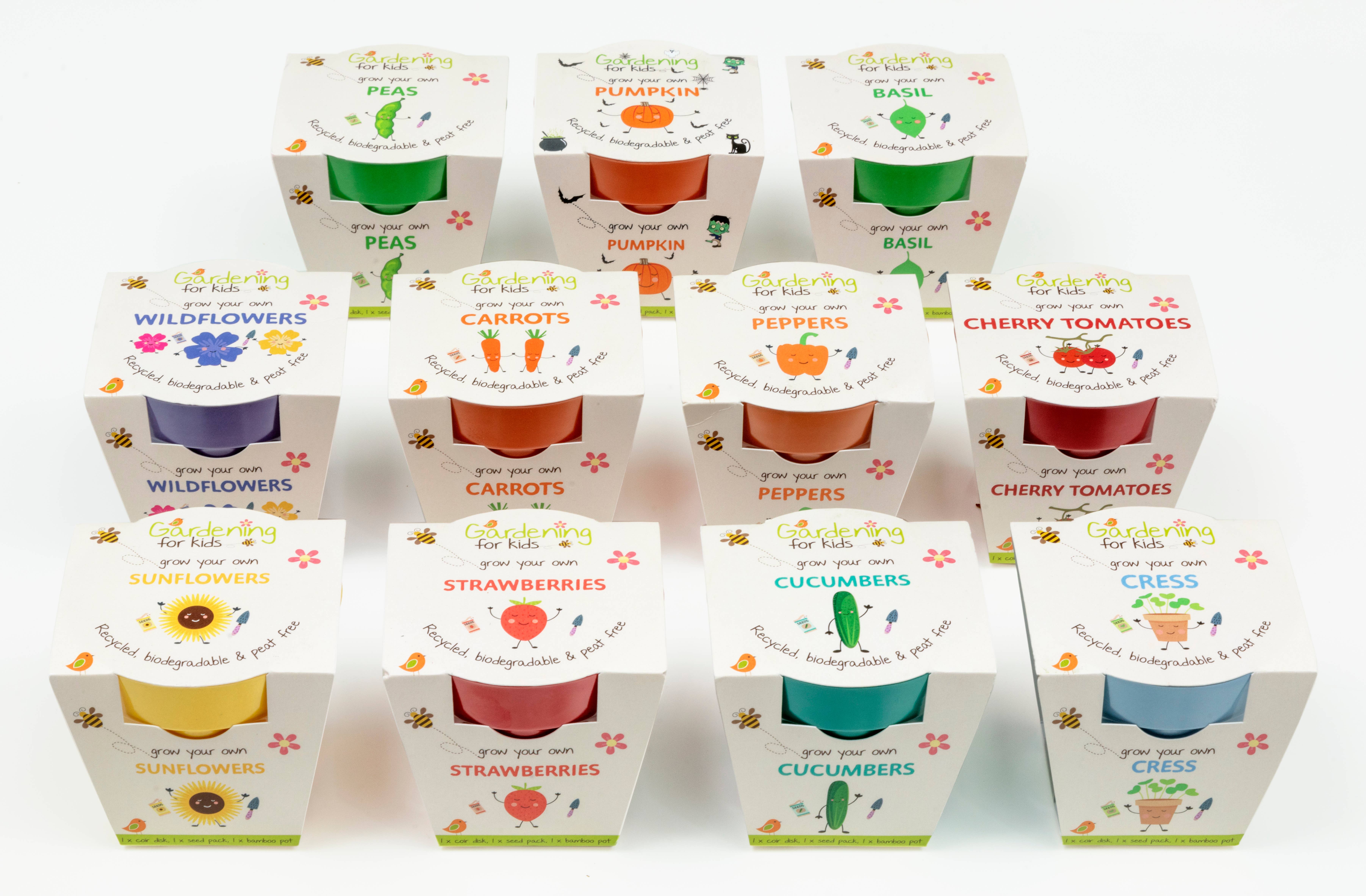 Gardening for Kids Ltd – wholesale Plant seeds – Children's Mixed Case Growing Kits Best Sellers Starter Set