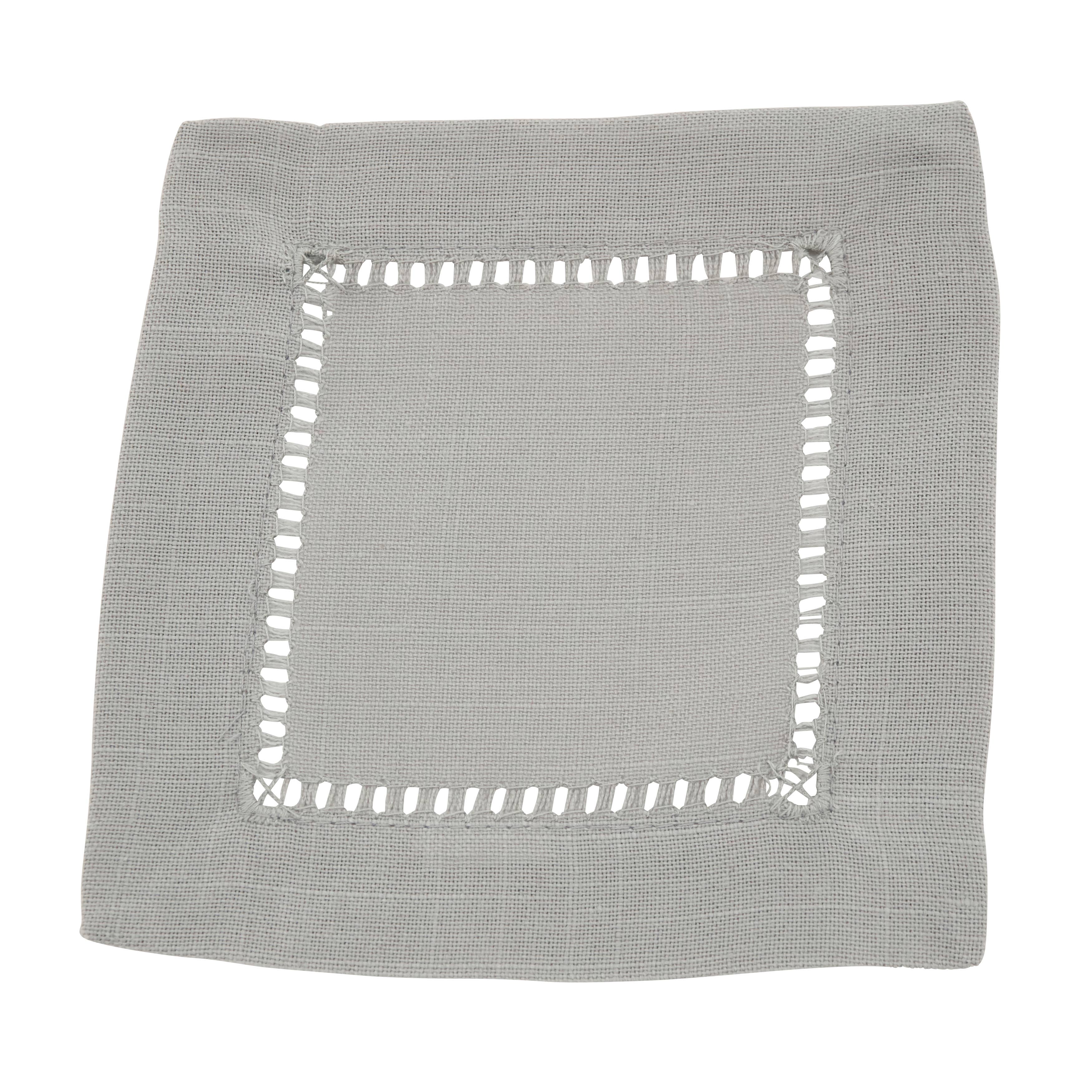 Saro Lifestyle - Vente Serviettes de table en tissu - Serviette à cocktail en lin avec ourlet ajouré13