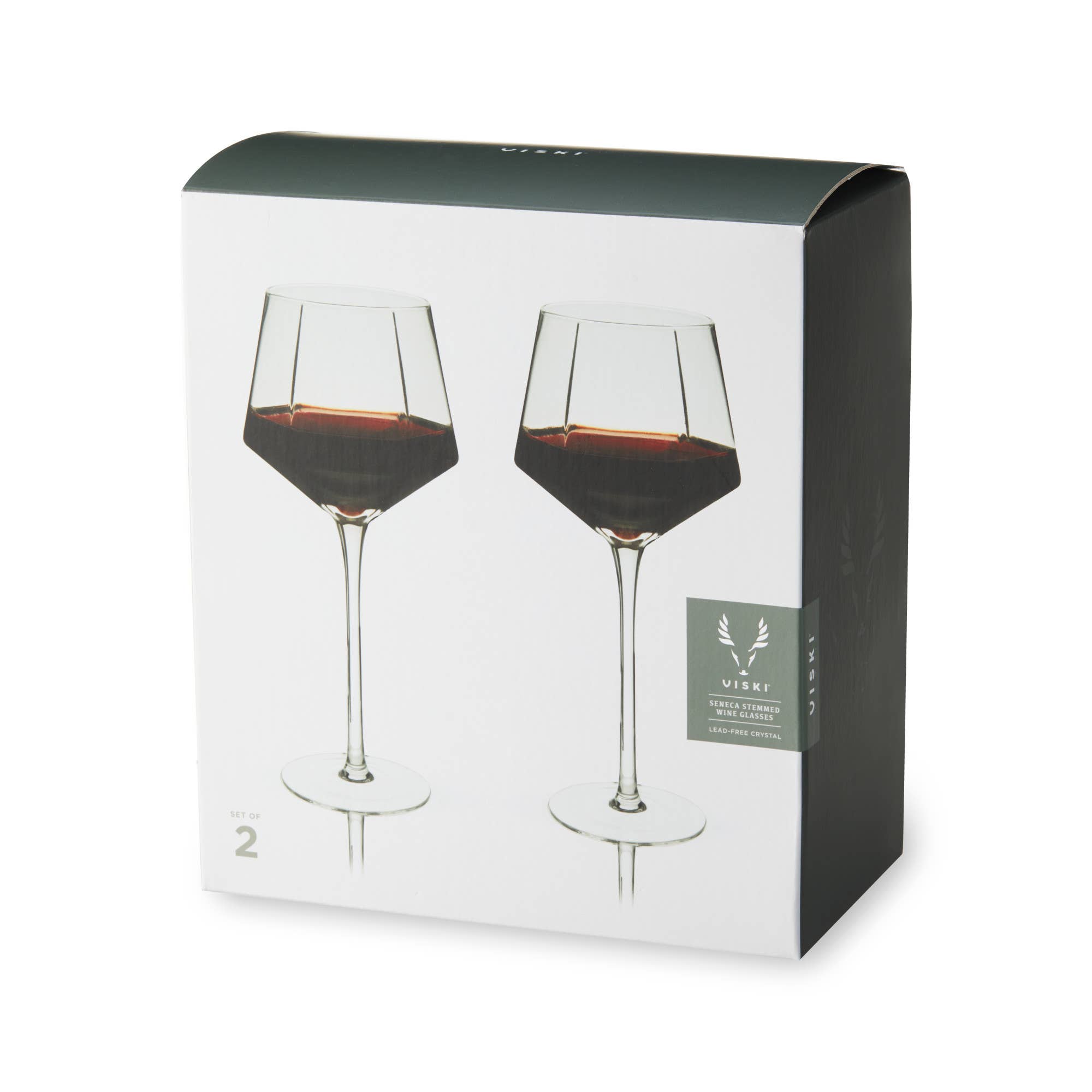 Viski - Wholesale Wine Glass - Seneca™ Diamond Faceted Crystal Wine Glasses Set of 21