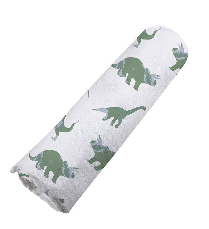 Newcastle Classics - Wholesale Swaddle - Baby - Granite Green Dinosaurs Cotton Swaddle3