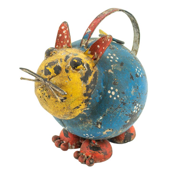 Vintage Addiction - Wholesale Watering can - Blue Pouncing Cat Watering Can