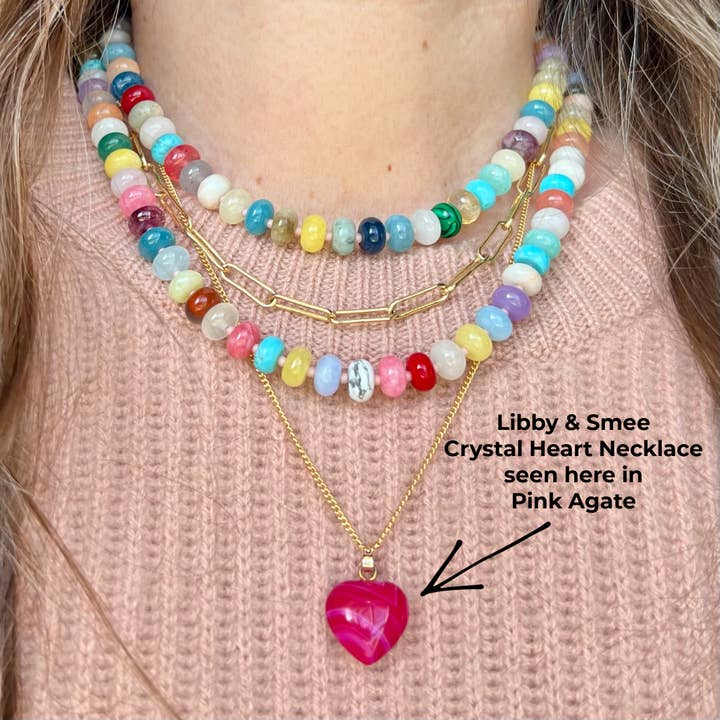 Libby & Smee - Wholesale Pendant/Charm Necklace - Crystal Gemstone Heart Necklace on Gold Chain4