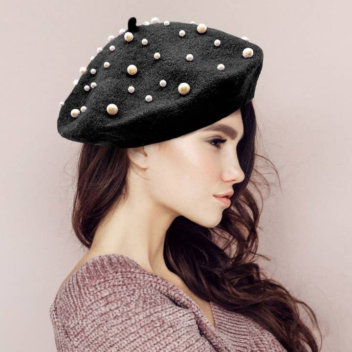Sensibling Corp. - Wholesale Beret – Women's - Pearl Embellished Tam Beret Hat
