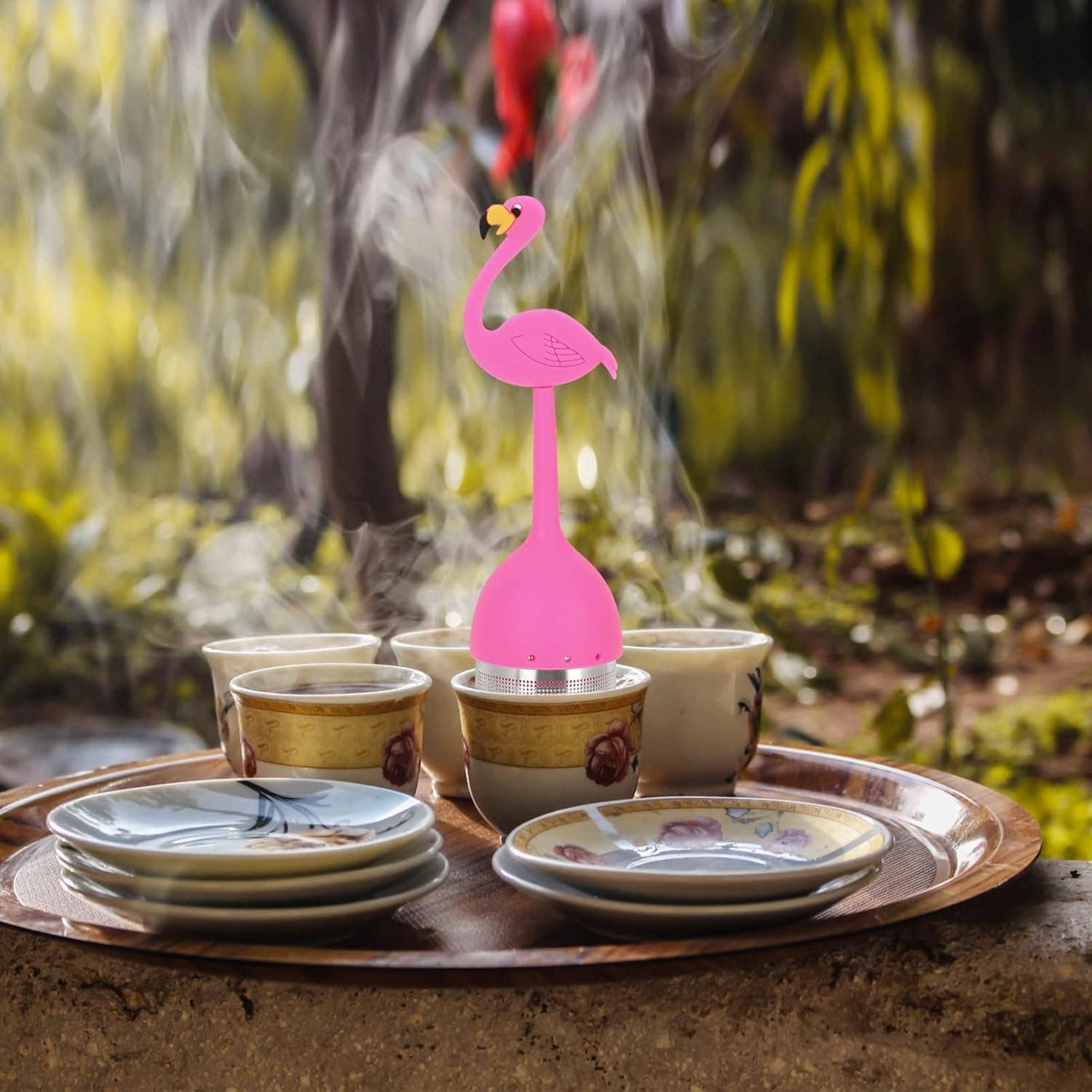 Magnifique Hearts - Wholesale Tea Strainer/Infuser - Flamingo Silicone Tea Infuser with Stainless Steel Mesh2
