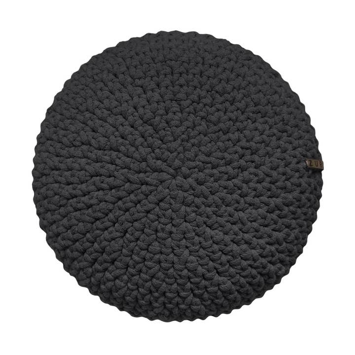 Crochet round cushion | CHARCOAL for wholesale by Zuri House