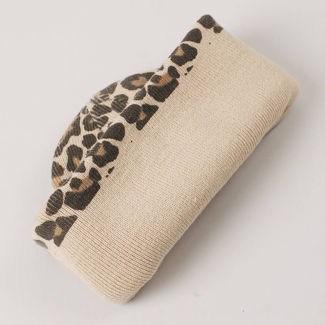 LPD LEOPARD Pattern Trendy Knit Cuff Beanie for wholesale on Faire3