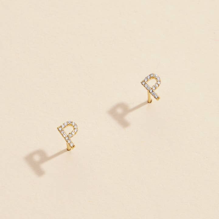 Frem - Wholesale Stud/Post Earrings - Initial Letter Stud Earrings – 12 Pack Bundle in Gold or Silver27