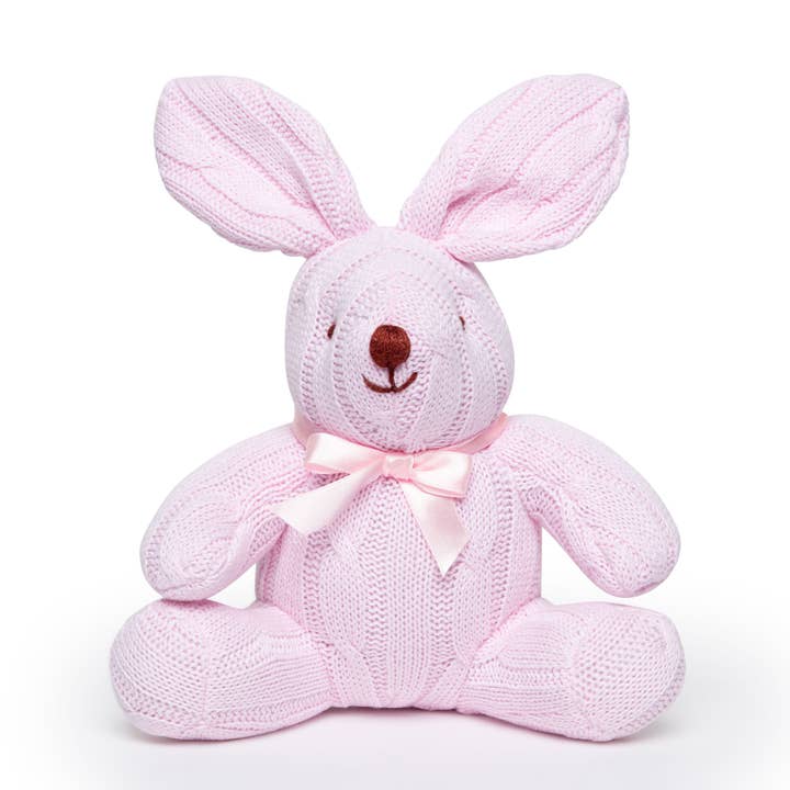Rose Textiles - Wholesale Stuffed/Plush Toy - Kids & Baby - Cable Knit Pink Bunny Toy0