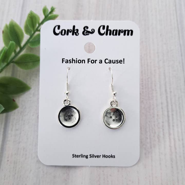 Silver Button Sterling Silver Earrings for wholesale by Cork and Charm