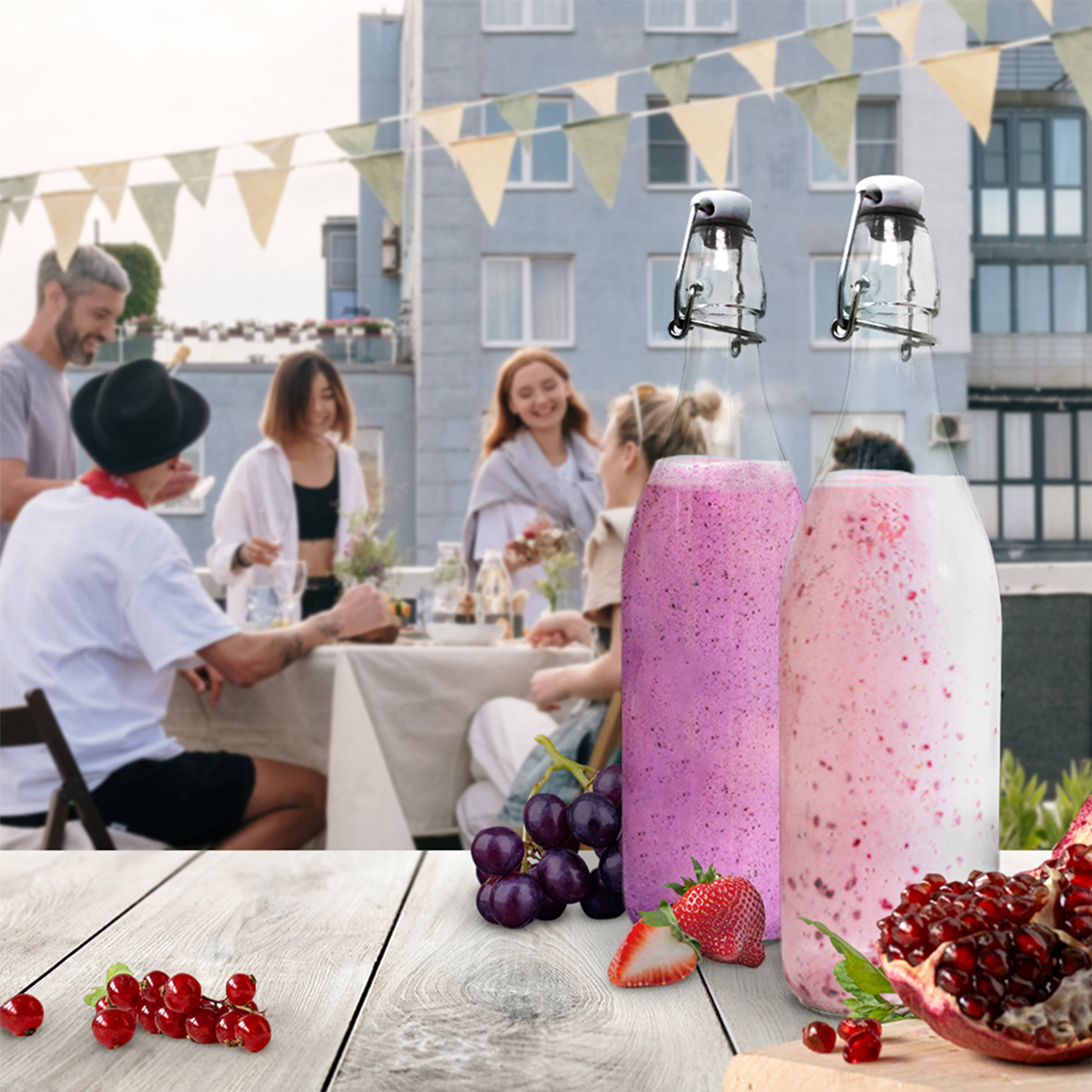 Nevlers – Großhandel Milch-/Saftflasche – Glasflaschen mit Schwingverschluss, 33 Unzen, rundes Design (6er-Set)7