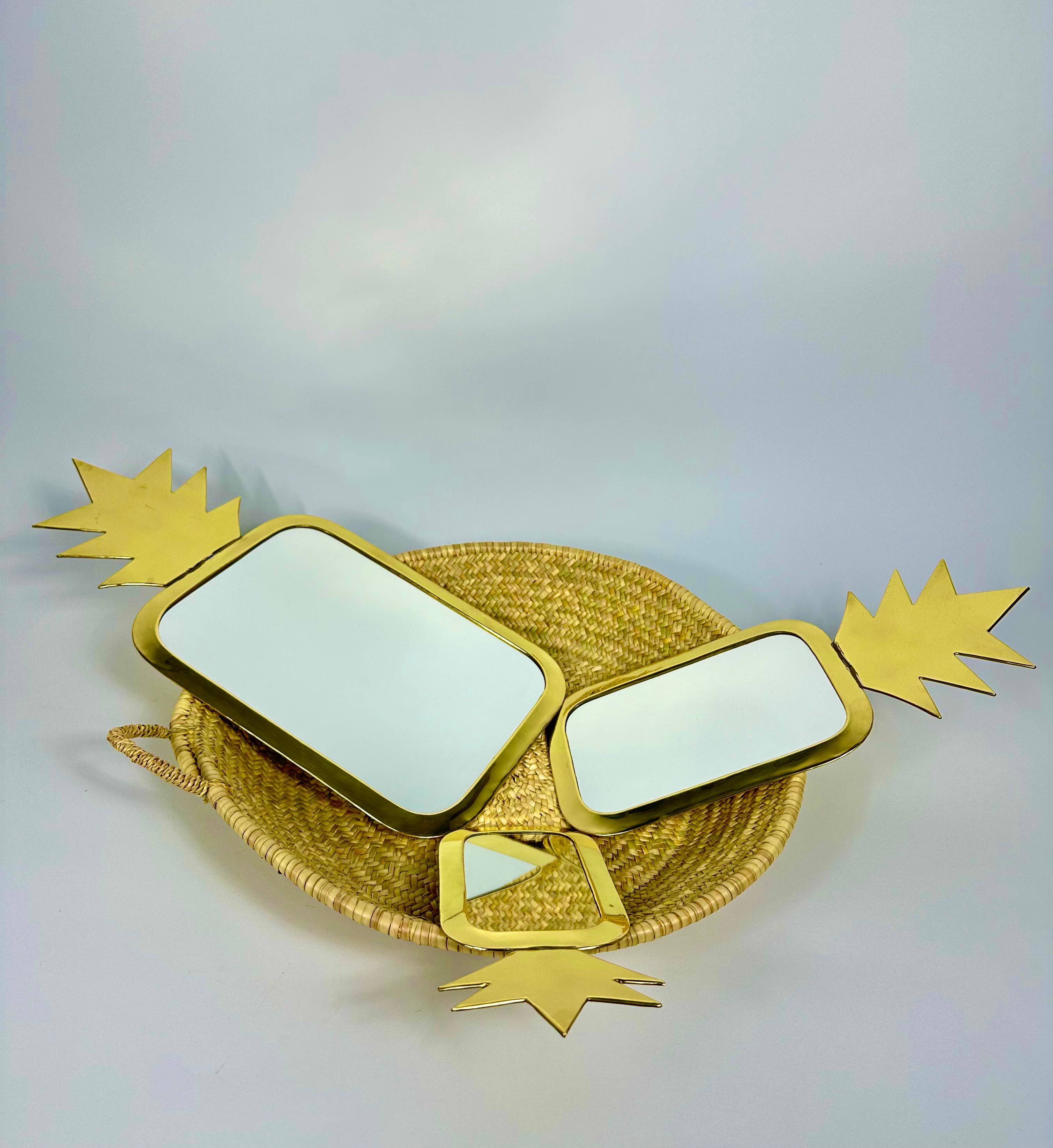 Mikwi - Wholesale Wall Mirror - Set of 3 Moroccan PINEAPPLE Mirrors (Brass),  Wholesale 7