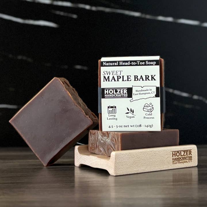 Handmade Soap Bar | Sweet Maple Bark - Maple Chai + Vanilla Cream Scented | Handcrafted Bar Soap | Natural Cold Process | Vegan | 4.5 oz for wholesale by Holzer Handcrafted ®