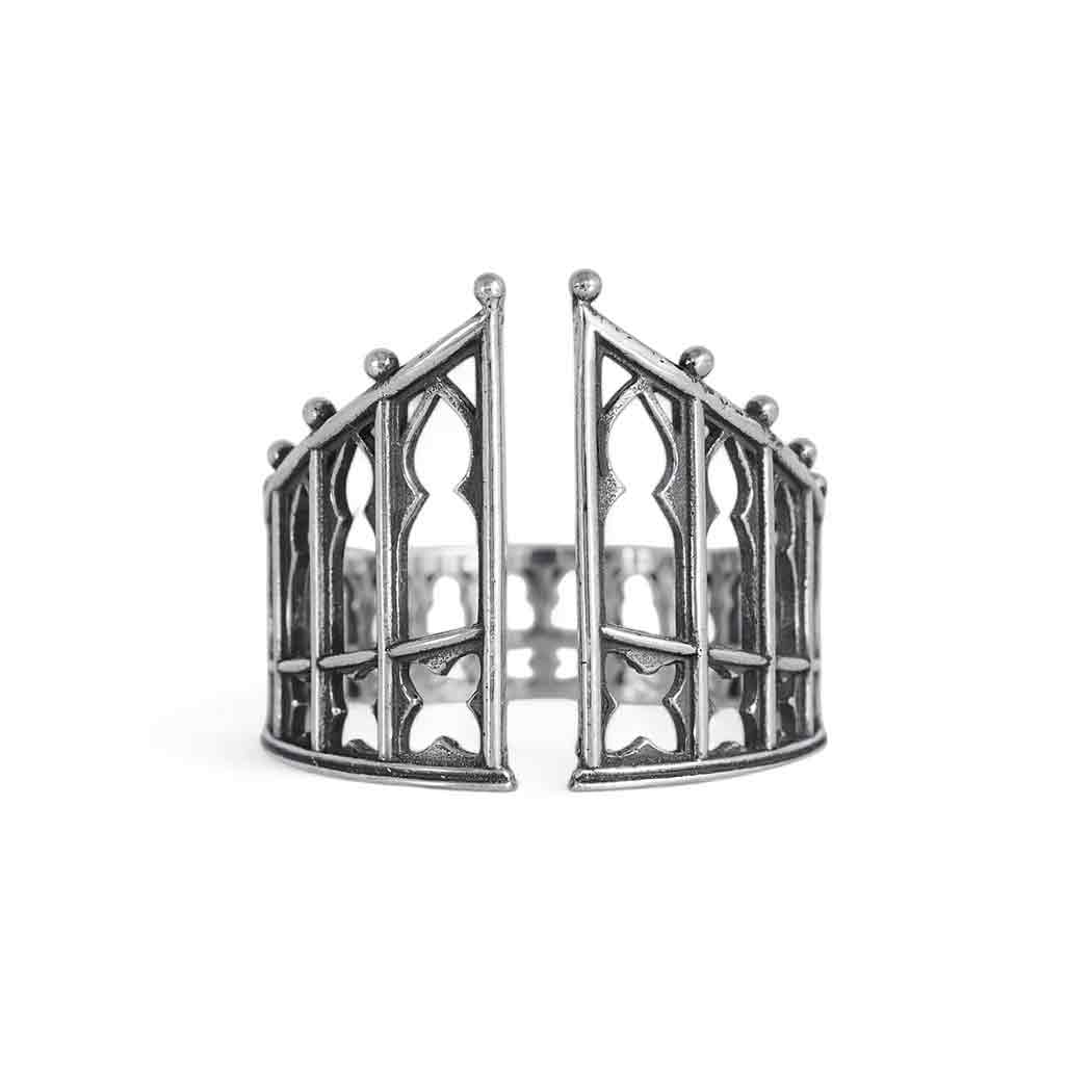 Nina Designs - Wholesale Cocktail/Statement Ring - Sterling Silver or Bronze Adjustable Gothic Gate Ring