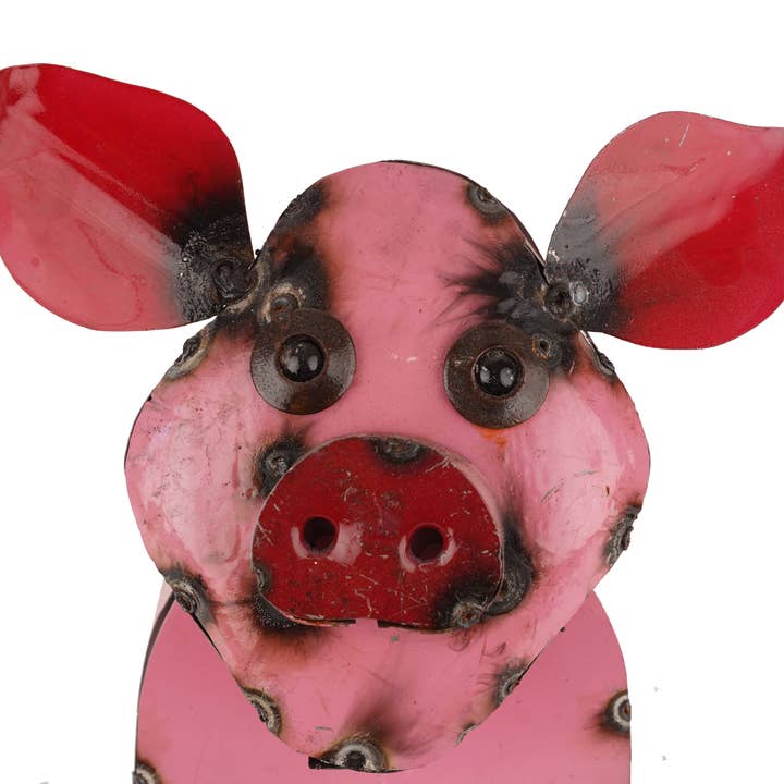 My Amigos Imports – Großhandel Gartendeko/-schmuck – Rosie das rosa Schwein, Gartenkunst aus Metall, 9x13x15H3