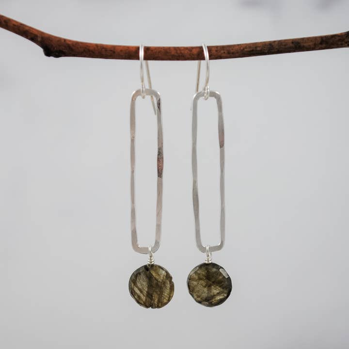 Cameron Kruse Designs - Wholesale Dangle Earrings - Rectangle & Stone Drop Earrings - sterling silver1